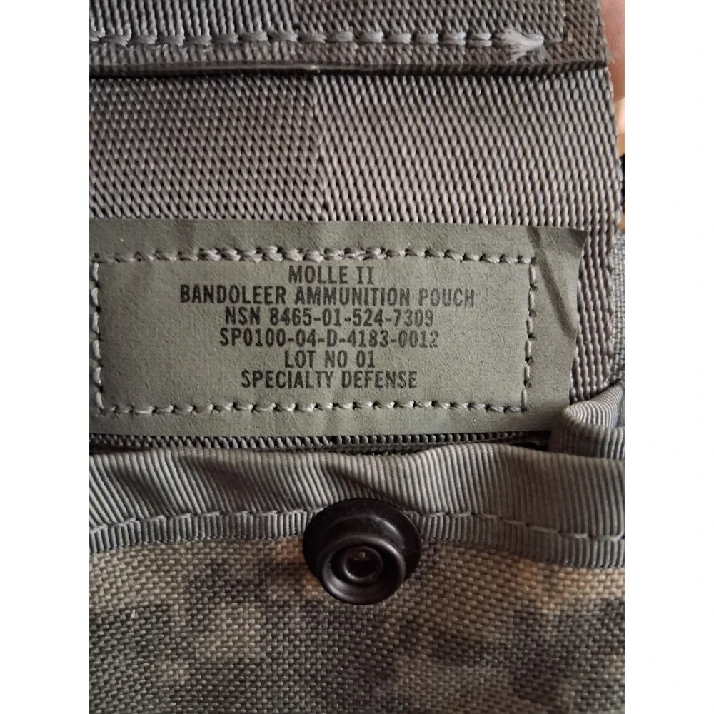 3 Military Pouches: 2 QT Canteen Pouch, 6 Mag Bandoleer Ammo, Improved First Aid